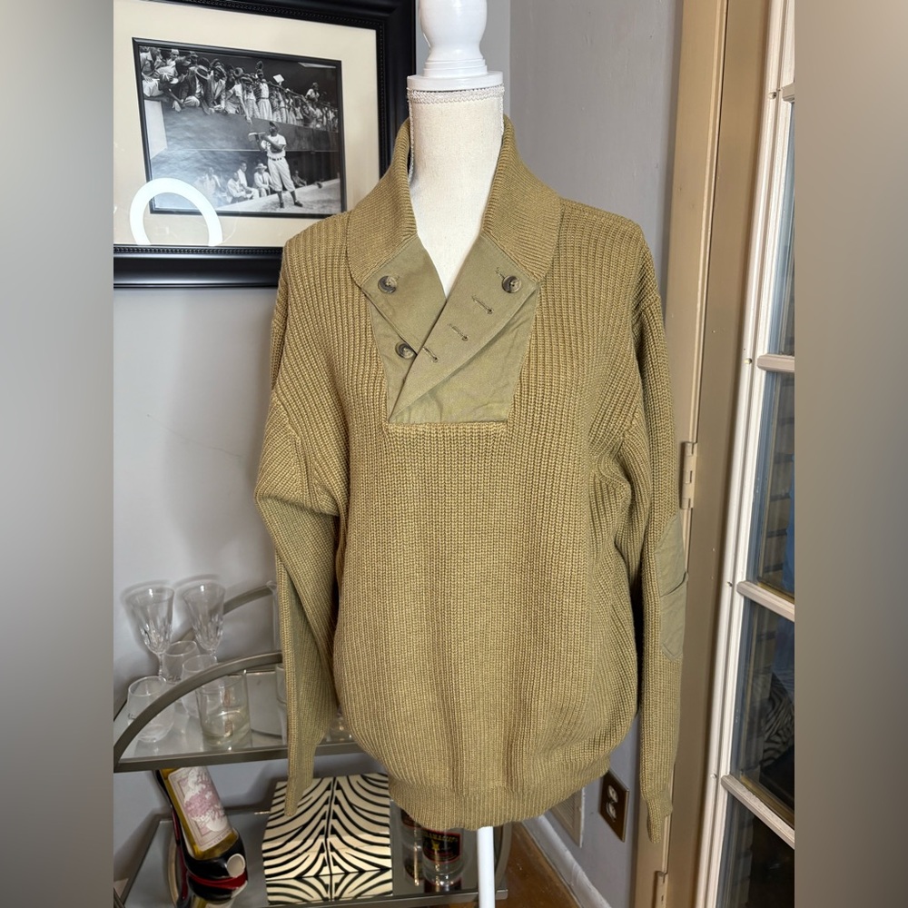 Orvis Men's Khaki Sweater with Button Collar
